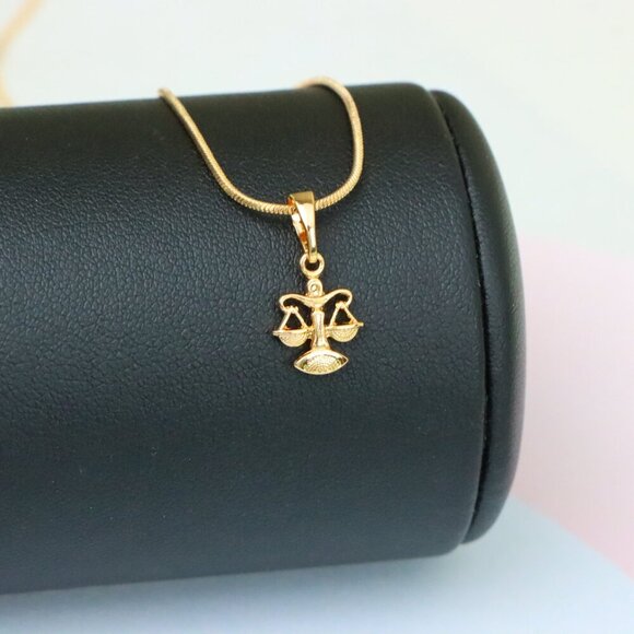 "Libra Zodiac Scales Rose Gold Pendant Stylish Charm, XPPT1468 - Picture 5 of 13